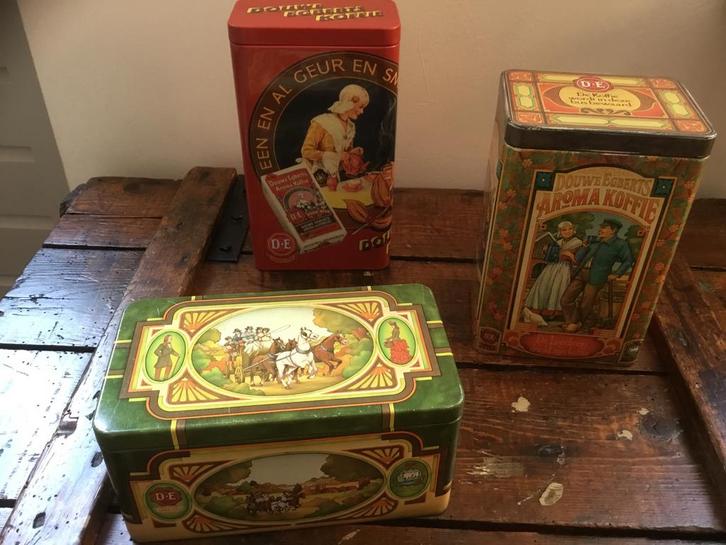 Douwe Egberts, 3 blikken., Verzamelen, Blikken, Gebruikt, Koffie, Douwe Egberts, Ophalen of Verzenden