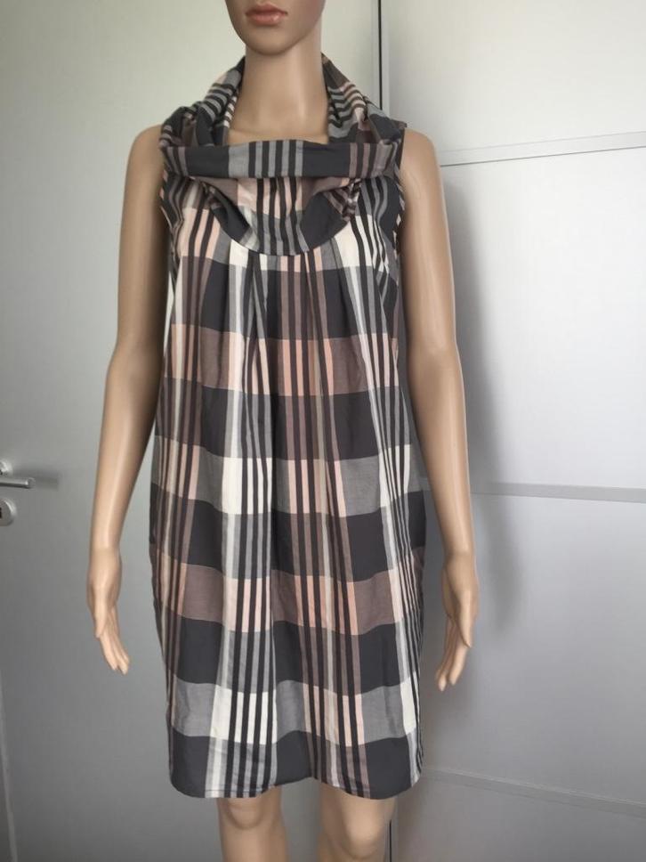 B1079 Modstrom: grijs/roze/wit jurkje jurk Maat XS=34, Kleding | Dames, Jurken, Zo goed als nieuw, Maat 34 (XS) of kleiner, Roze