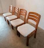 4x Vintage Dyrlund Denmark grenen stoelen wit sky leder, Huis en Inrichting, Stoelen, Deens, Wit, Hout, Ophalen of Verzenden
