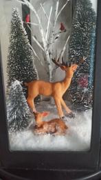 Lantaarn met herten en licht 43 cm Hoog, Diversen, Kerst, Ophalen of Verzenden, Zo goed als nieuw