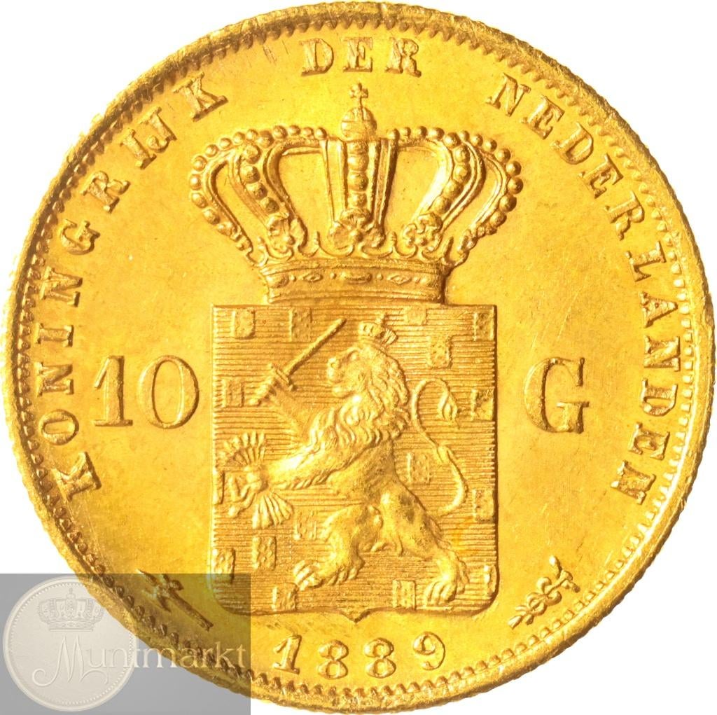 Nederland - 10 Gulden / Gouden tientje 1889 Willem III #6, Postzegels en Munten, Munten | Nederland, Koning Willem III, Losse munt