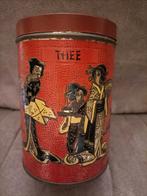 Oude Thee Bewaarblik met Aziatische Motieven, Verzamelen, Blikken, Ophalen of Verzenden, Gebruikt, Thee, Overige merken