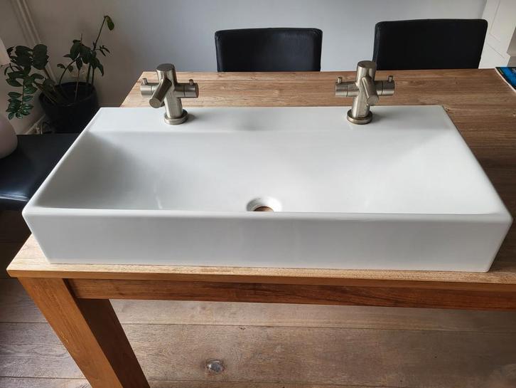 Sphinx Dubbele Wastafel - 90 x 48,4 cm - Keramiek, Huis en Inrichting, Badkamer | Badkamermeubels, Gebruikt, Wasbak of Wastafel