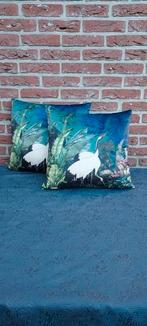 2 kussens 45x45 groen velvet vogels, Vierkant, Nieuw, Ophalen of Verzenden, Nvt