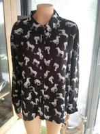 BLOUSE, ZWART MET ZEBRA-PRINT, MAAT XL, HEMA, 100% NIEUW., Verzenden, Zwart, Maat 46/48 (XL) of groter, Nieuw