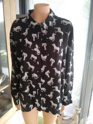 BLOUSE, ZWART MET ZEBRA-PRINT, MAAT XL, HEMA, 100% NIEUW. beschikbaar voor biedingen