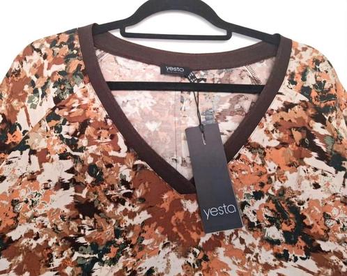 Nieuwe  Bruine Multicolour Yesta Tuniek Mt 0/46/48, Kleding | Dames, Grote Maten, Nieuw, Trui of Vest, Bruin, Ophalen of Verzenden