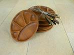 6 houten fondue borden., Overige materialen, Gebruikt, Ophalen of Verzenden, Bord(en)