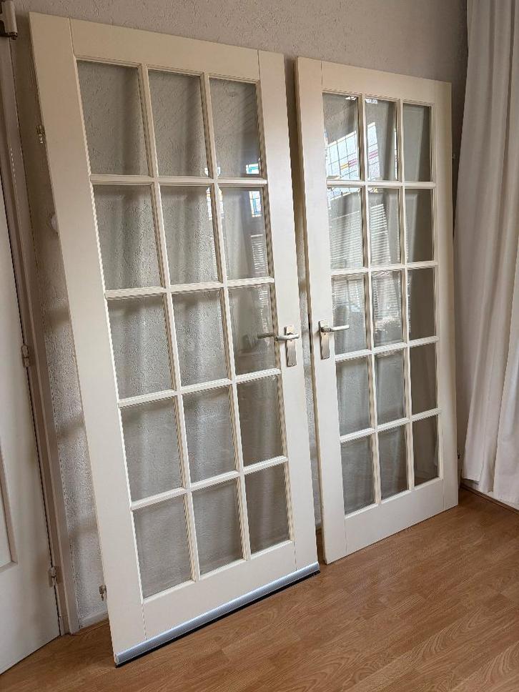 2 zware glazen opdek binnendeuren, Doe-het-zelf en Verbouw, Deuren en Horren, Gebruikt, Binnendeur, 200 tot 215 cm, 80 tot 100 cm