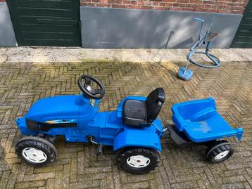 Traptrekker, blauw, New Holland, met kar beschikbaar voor biedingen