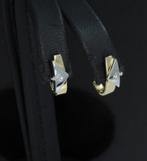 Bicolor diamanten 14k gouden oorbellen design modern dames, Sieraden, Tassen en Uiterlijk, Oorbellen, Voordeelsieraden, Ophalen of Verzenden