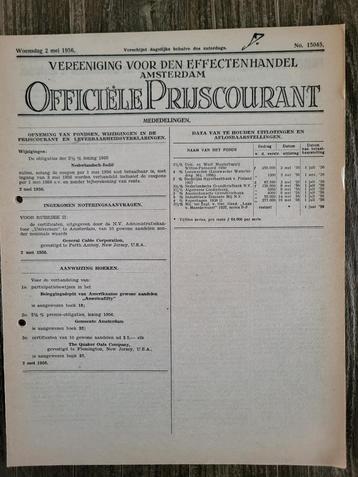 Officiele Prijscourant 2 mei 1956 beschikbaar voor biedingen