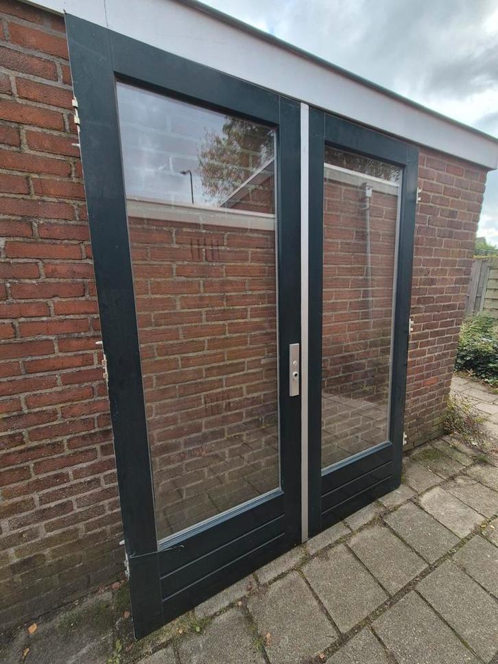 Openslaande deuren, terrasdeuren, tuindeuren, Doe-het-zelf en Verbouw, Kozijnen en Schuifpuien, Gebruikt, Deurkozijn, Hout, Ophalen