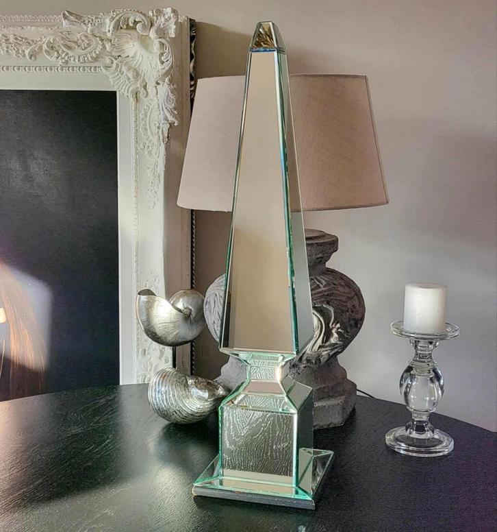 Fantastische grote Eichholtz spiegel- obelisk 68 cm, Antiek en Kunst, Antiek | Woonaccessoires, Ophalen of Verzenden