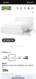 Ikea bed 180 bij 200, Huis en Inrichting, Slaapkamer | Bedden, Ophalen, Wit, Tweepersoons, Zo goed als nieuw