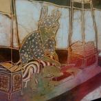 Batik doek transparant, ingelijst, wh kabul, Ophalen of Verzenden