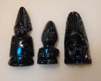 3 beeldjes van obsidiaan of vulkanisch glas, Ophalen of Verzenden, Zo goed als nieuw