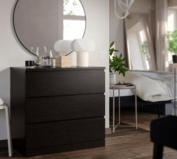 IKEA MALM ladekast – zwartbruin – 3 lades