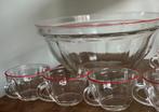 Duralex Punch Bowl Set - Vintage Rode Rand, Antiek en Kunst, Ophalen of Verzenden