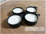 Set leren kaarsenringen met kaars zwart, Overige materialen, Zwart, Info@hout-art.nl, Nieuw