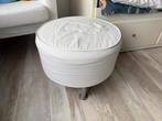 Leuke witte stoffen poef igst, Ophalen, Gebruikt, Rond, Minder dan 50 cm