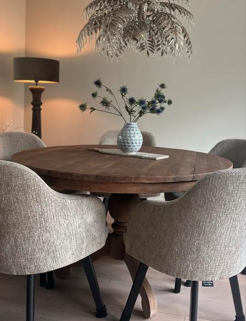 Ronde Eettafel 130cm Verweerd Bruin, Huis en Inrichting, Tafels | Eettafels, Zo goed als nieuw, 100 tot 150 cm, Rond, Overige houtsoorten