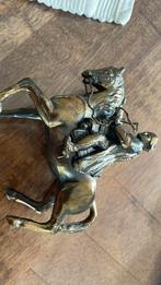 Bronzen ruiter te paard ., Verzamelen, Beelden en Beeldjes, Ophalen of Verzenden, Gebruikt, Dier