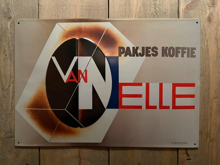 Reclamebord Van Nelle Pakjes Koffie Cassandre 49x34, Verzamelen, Merken en Reclamevoorwerpen, Gebruikt, Reclamebord, Ophalen of Verzenden