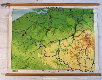 Vintage Schoolkaart België & Luxemburg beschikbaar voor biedingen