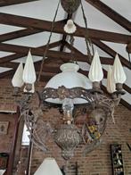 Petroleum hanglamp kroonluchter koperkleurig., Huis en Inrichting, Ophalen, Zo goed als nieuw