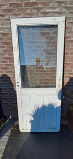 Gratis Hardhouten buitendeur met dubbelglas (scheur), Ophalen, Gebruikt, 200 tot 215 cm, Glas