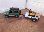 Bruder Jeep met aanhanger, graafmachine en werkmannetje, Ophalen, Zo goed als nieuw, Jongen