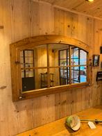 Vintage spiegel van hout | stalraamspiegel | Industrieel, Antiek en Kunst, Ophalen, Overige vormen, 50 tot 100 cm, Minder dan 100 cm