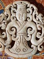 Mooi antiek Oosters jade amulet met een vrouw 7,4 cm., Ophalen of Verzenden