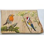 Schilderij roodborstje putter op hout voor huis of tuin, Ophalen of Verzenden, Nieuw