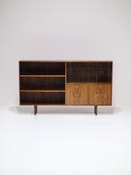 Palissander boekenkast wandkast vintage Deens, Huis en Inrichting, Ophalen, 100 tot 150 cm, -, Met deur(en)