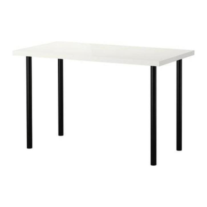 Wit Vika Amon Ikea bureau tafel met 5 zwarte stalen poten, Huis en Inrichting, Bureaus, Gebruikt, Bureau, Ophalen