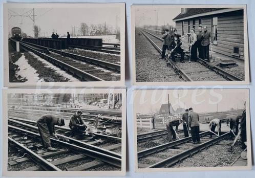 4 foto's van spoorarbeiders treinspoor Haarlem, Verzamelen, Foto's en Prenten, Zo goed als nieuw, Foto, Voor 1940, Ophalen of Verzenden