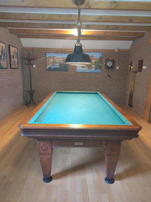 Antiek Biljart van Bierman de Schepper – Compleet met Toebeh, Sport en Fitness, Biljarten en Poolen, Gebruikt, Biljarttafel, Ophalen