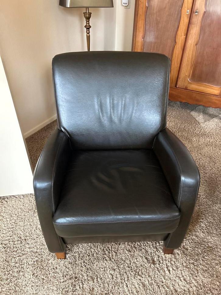 Leren fauteuils, Huis en Inrichting, Fauteuils, Gebruikt, Leer, Minder dan 50 cm, Minder dan 75 cm, Ophalen