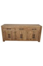 Robuust Teakhouten dressoir 2.20 cm, Teakhout, Nieuw, Ophalen of Verzenden, 200 cm of meer