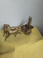 13712) rmessing ridder met paard en wagen  lang  22cm, Antiek en Kunst, Ophalen of Verzenden