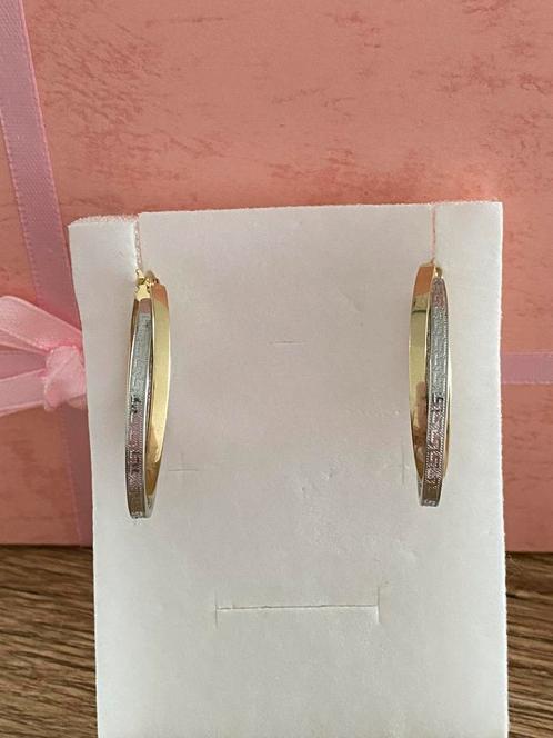 14 karaat gouden oorbellen, wit en geel goud, Sieraden, Tassen en Uiterlijk, Oorbellen, Nieuw, Goud, Goud, Ophalen of Verzenden