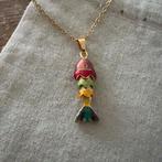 Vergulde ketting met emaille vis hanger trendy, Ophalen of Verzenden, Zo goed als nieuw, Goud, Overige materialen