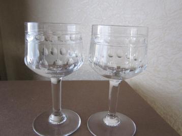 Vier antieke kristal Val St Lambert Cordoba aperitief glazen beschikbaar voor biedingen