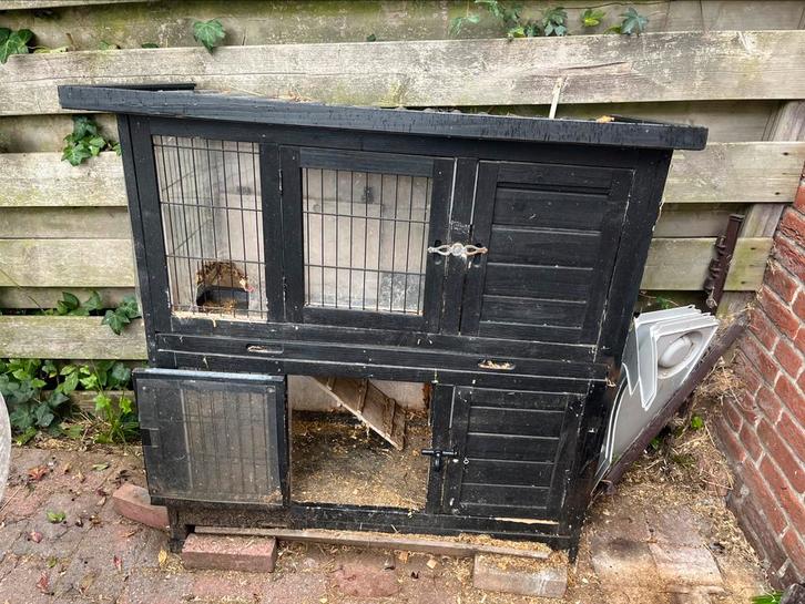 Konijnenhok buiten, Dieren en Toebehoren, Knaagdieren en Konijnen | Hokken en Kooien, Gebruikt, Hok, 60 tot 90 cm, 75 tot 110 cm