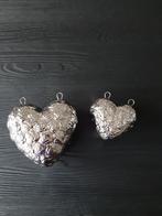 Set van 2 x nieuw keramiek zilver kleur hart, Ophalen of Verzenden, Nieuw