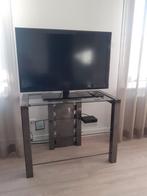 Staal met glas tv meubel, Huis en Inrichting, Ophalen, Gebruikt, Glas