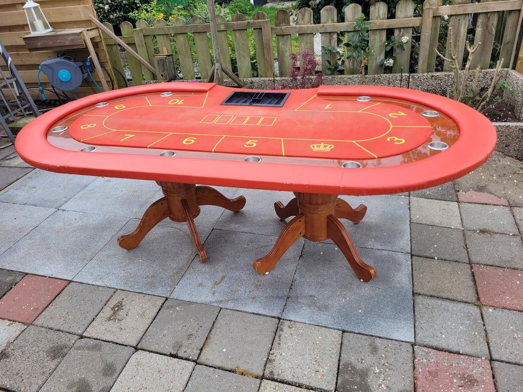 Luxe pokertafel met houten poten! Een unieke stevige tafel!, Vijf spelers of meer, Ophalen of Verzenden, Gebruikt