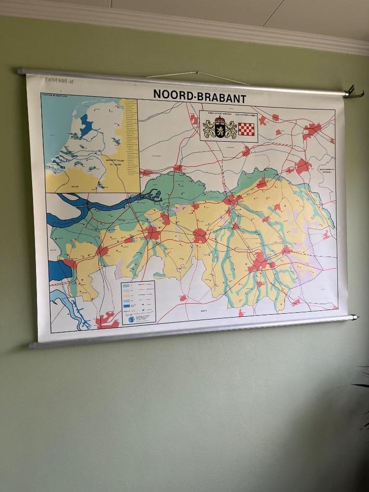 Klassikale kaart Noord-Brabant, Boeken, Atlassen en Landkaarten, Zo goed als nieuw, Landkaart, Nederland, 1800 tot 2000, Ophalen